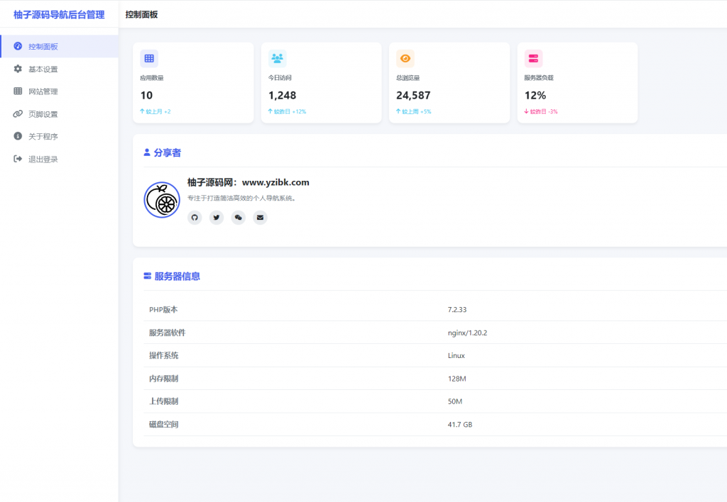 图片[2]-全新UI个人简洁网址导航源码 带后台-柚子博客